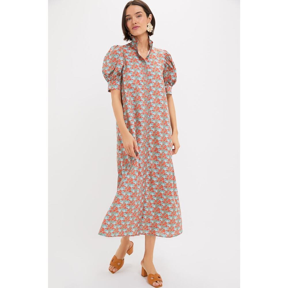 Tuckernuck Floral Maxi Dress in Coral and Light Blue